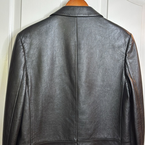 EUC SAINT LAURENT women’s black leather blazer size 48 - Picture 11 of 11